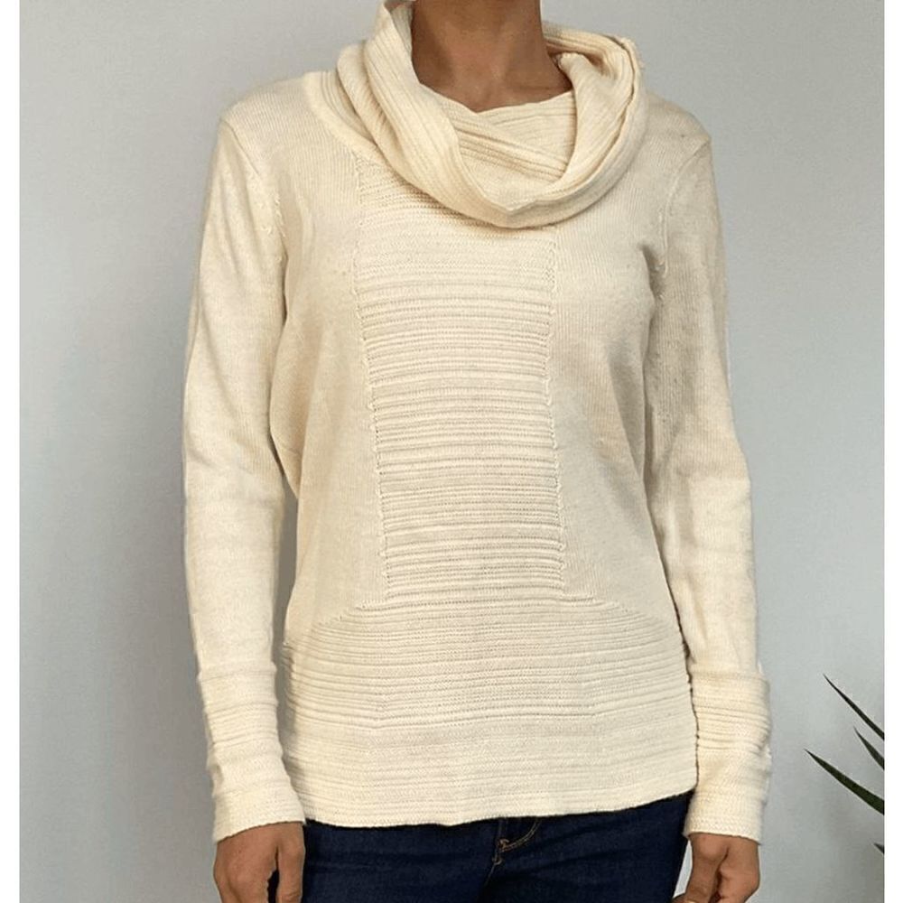 Calvin Klein Mock Neck Cream Knit Sweater XS
